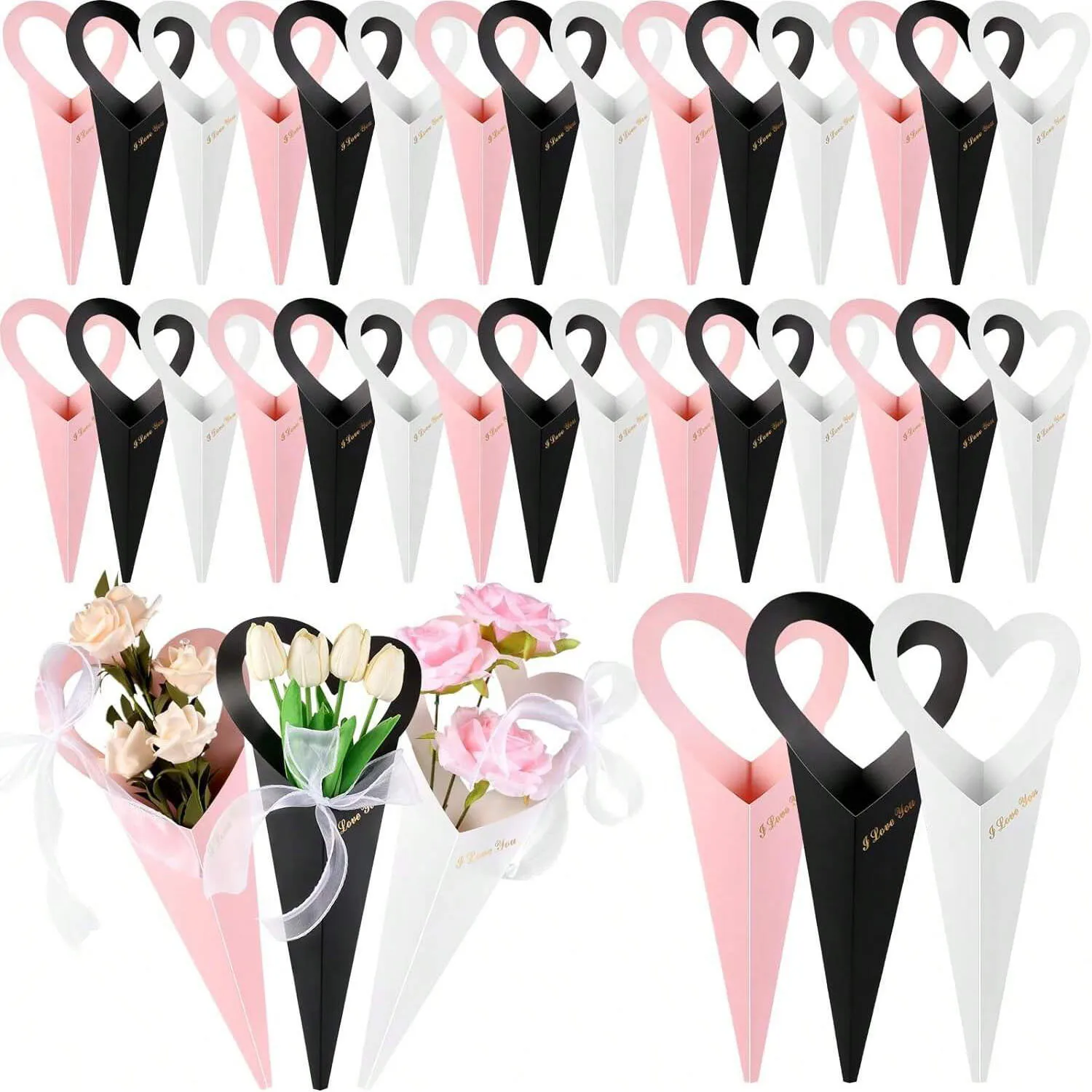 Cotton Candy Cone - 12/24/36pcs Bouquet Bag, Suitable for Floral