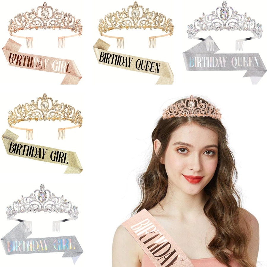 2pcs/Set Bling Rhinestone Crys - Birthday Sash Glitter ulasan dan harga