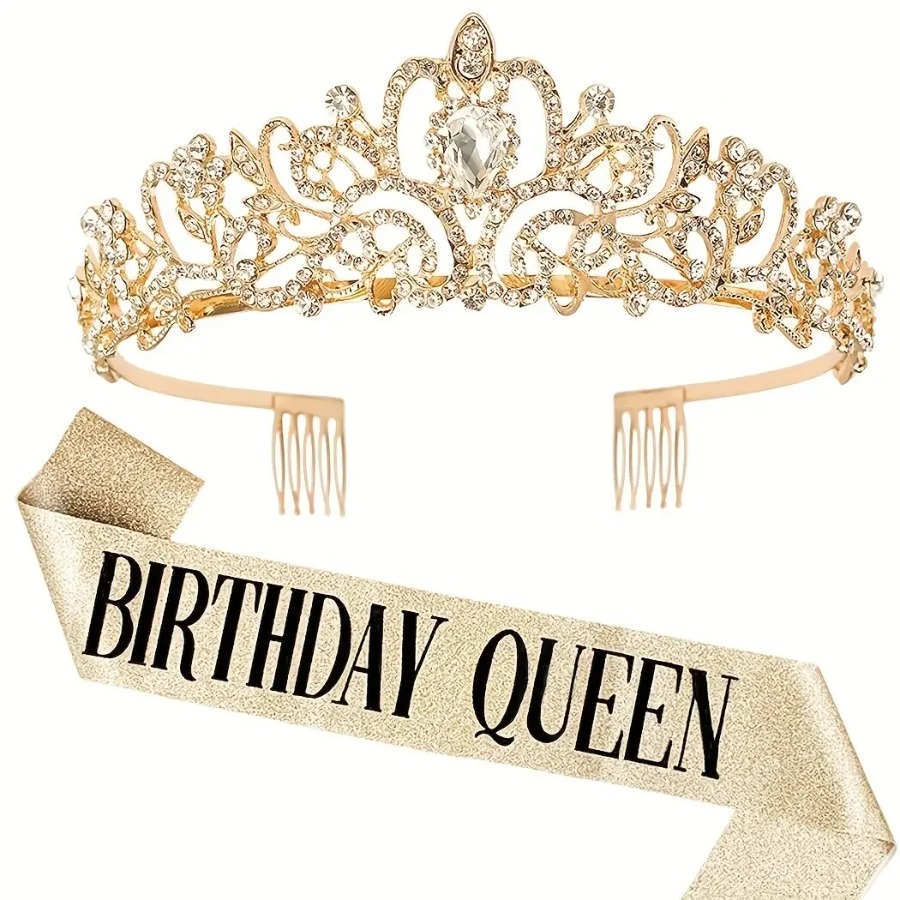 2pcs/Set Bling Rhinestone Crys - Birthday Sash Glitter ulasan dan harga