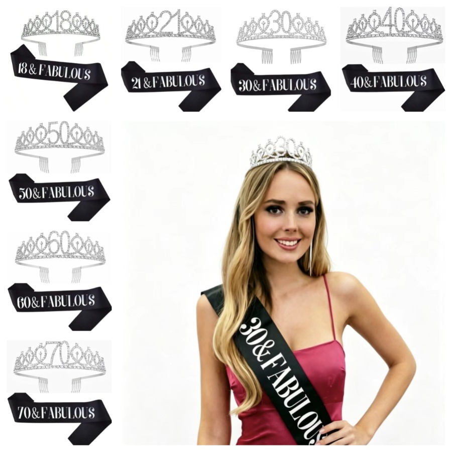 Glitter Silvery Birthday Tiara - Birthday Sash Glitter ulasan dan harga