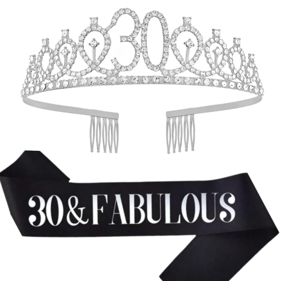Glitter Silvery Birthday Tiara - Birthday Sash Glitter ulasan dan harga