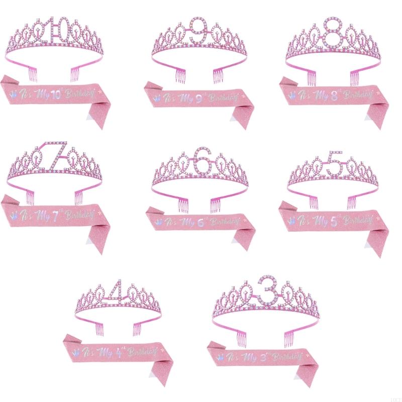 Glittering Pink Birthday Tiara - Birthday Sash Glitter ulasan dan harga