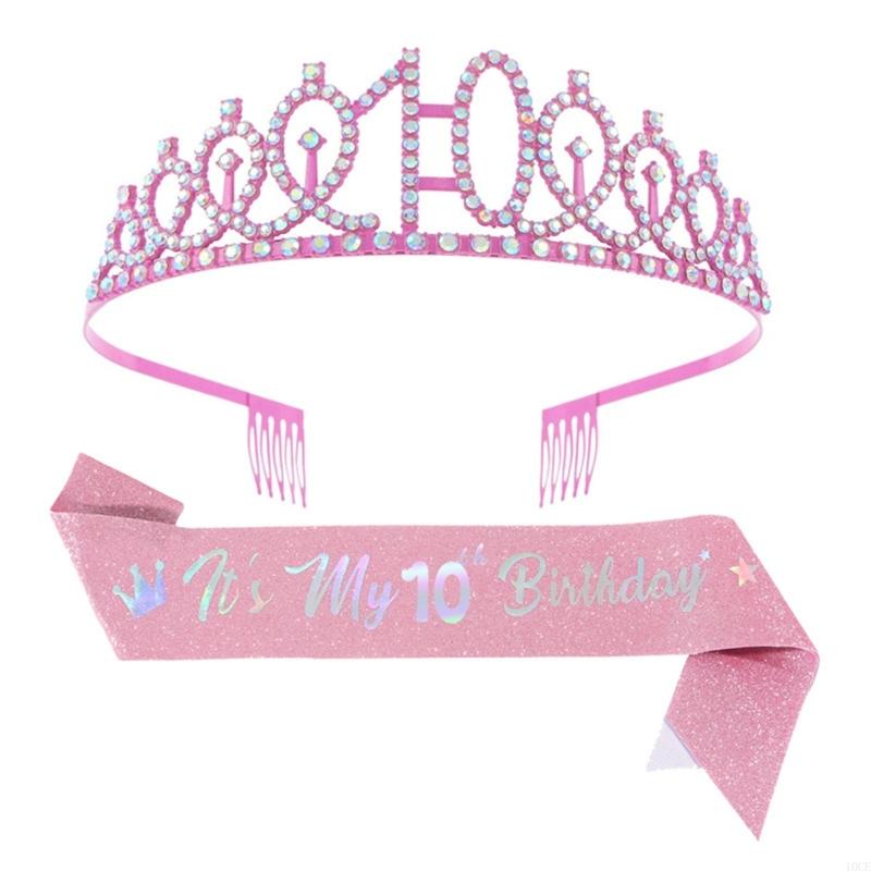 Glittering Pink Birthday Tiara - Birthday Sash Glitter ulasan dan harga