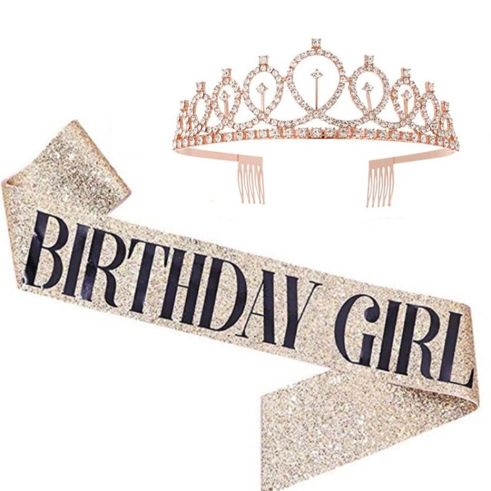 2Pcs/Set New Glitter Birthday  - Birthday Sash Glitter ulasan dan harga