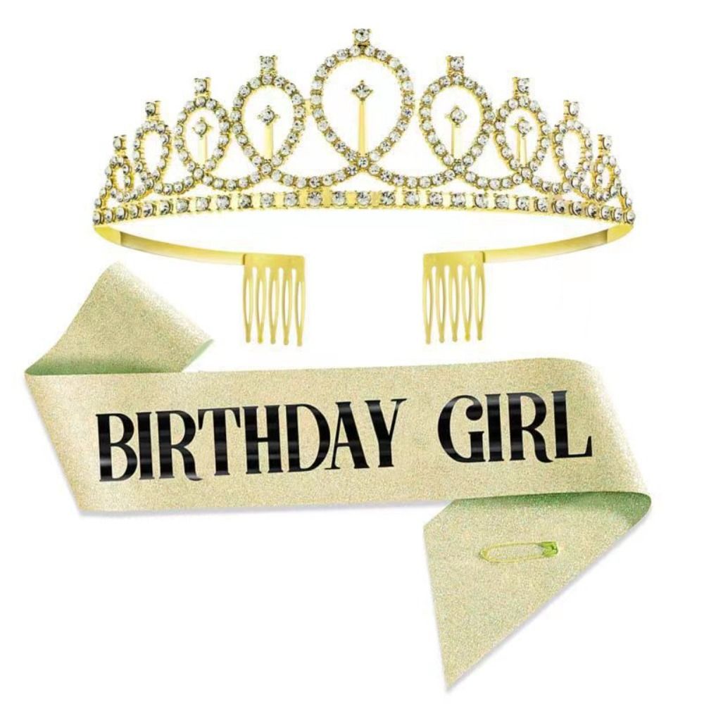 2Pcs/Set New Glitter Birthday  - Birthday Sash Glitter ulasan dan harga