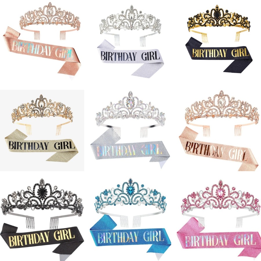 2Pcs Set Rhinestone Crystal Cr - Birthday Sash Glitter ulasan dan harga