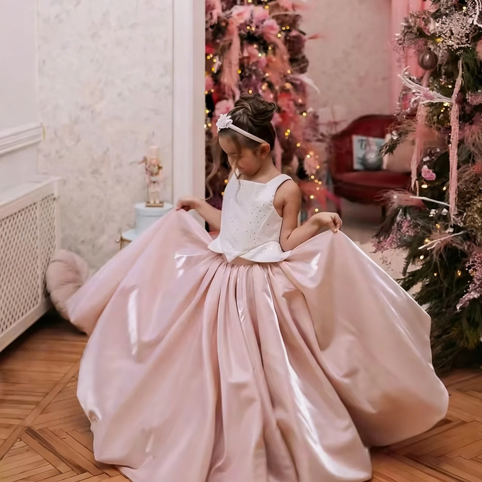 Customized Flower Girl Dress F - Birthday Sash Glitter ulasan dan harga