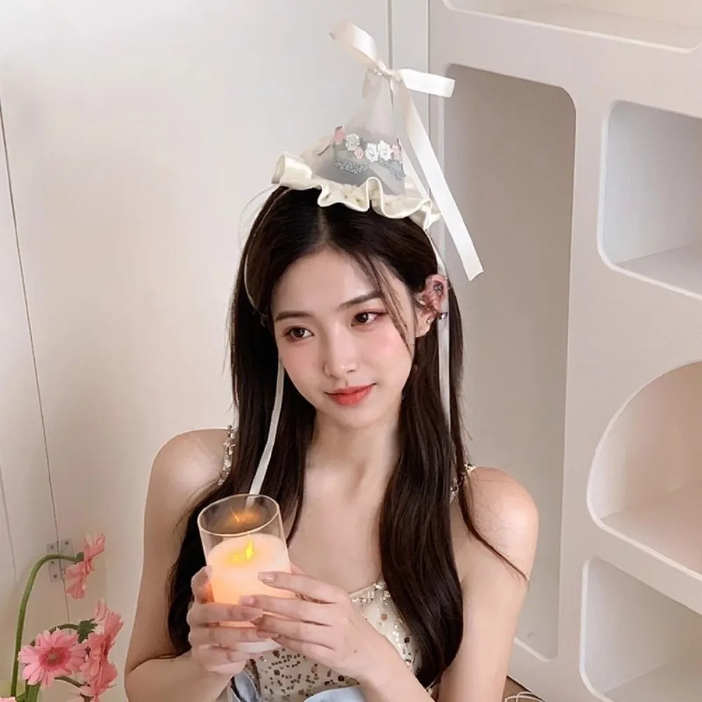 Cute Style Embroidery Mesh Bir - Party Hat Cone ulasan dan harga